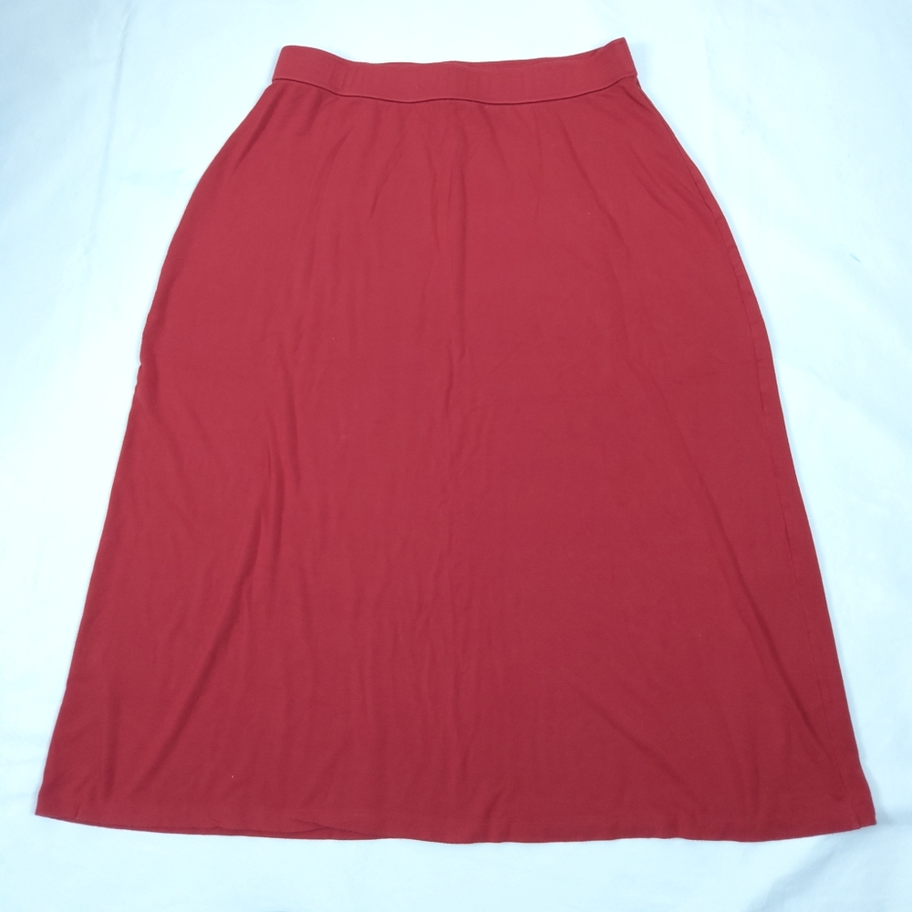 FREELANCE Plus Size 1X Brick Color Knit Modal Spandex  Pullon Maxi Skirt